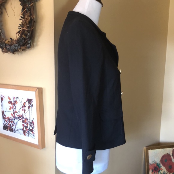 ANN TAYLOR Size 2P Navy Blazer Brushed Gold Stretchy Blazers $198 NEW - Picture 6 of 16